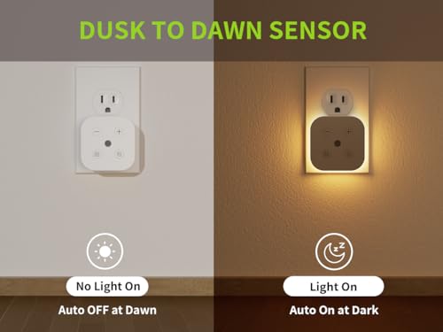 2 Pack Very Dim Sleep Night Lights Plug into wall, Kids Sleep Light, Adult Sleep Light, Bedroom Night Light, Light Sensor, LED, Dimmable, Warm Soft Light Plug in Night Light