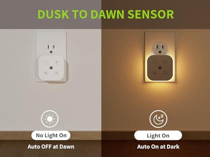 2 Pack Very Dim Sleep Night Lights Plug into wall, Kids Sleep Light, Adult Sleep Light, Bedroom Night Light, Light Sensor, LED, Dimmable, Warm Soft Light Plug in Night Light
