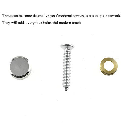 Hahiyo 12mm Diameter Mirror Screws Brushed Stainless Steel Solid Easy Install Brass Washer Decorative Caps Fasteners Nails 10 Pairs for Bathroom Mirrors Panels Kitchen Ceiling Arts Crafts - size: 12mm-10sets
