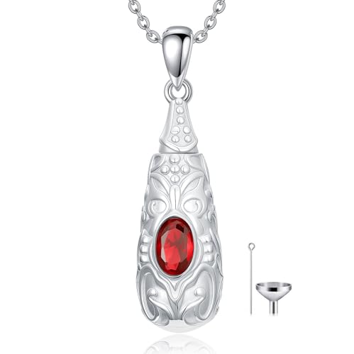 Seiyang Urn Necklace for Ashes 925 Sterling Silver Cremation Necklace with Birthstone Memorial Cremation Jewelry for Women Loved One - color: 01-January, style: Style B