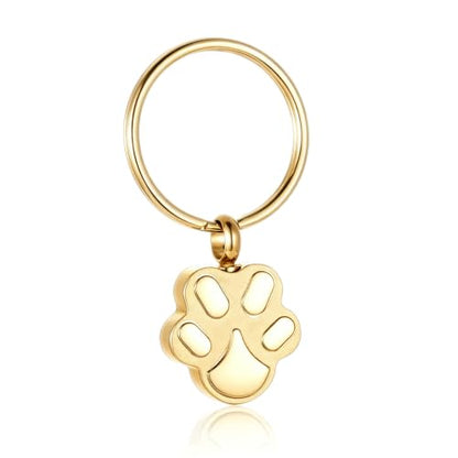 Customize Pet Cremation Keyring for Ashes Dog Cat Paw Print Keychain for Ashes Holder Pet Urn Keyring - color: Gold
