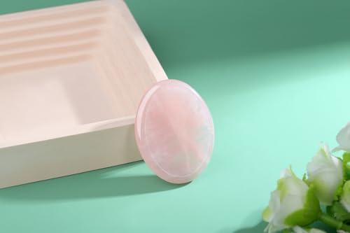 Thumb Worry Stone Rose Quartz Crystals Pink Healing Stones Palm Natural Mental Health Stress Relief Depression Gemstones Reiki Trinket Anxiety Relief Items Mother's Day Gifts for Women - color: Pink-rose Quartz