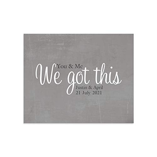 Let's Make Memories Personalized Canvas Wall Art - Custom Present for Couple Engagement Wedding Anniversary - Home Decor - Personalize with Name and Date - You & Me - We Got This - 11x14 - color: We Got This - 11x14"