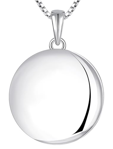YL Heart Locket Picture Necklace Sterling Silver Personalized Photo Pendant Birthstone Jewelry for Women - color: 0-round