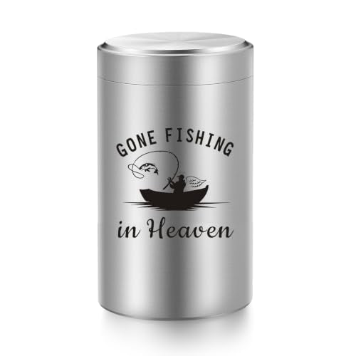SOITIS Small Urns for Human Ashes 3.54" Aluminum Mini Urns for Human Ashes | Gone Fising Urn Mini Urn for Human Ashes Keepsake Urns for Human Ashes Decorative Urn Cremation Funeral Urns for Women Men - color: Fishing