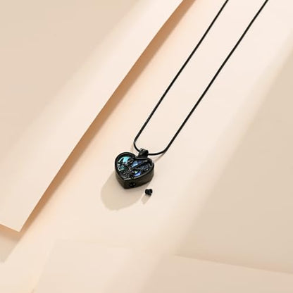 Cremation Jewelry Guitar Heart Urn Necklace for Human Ashes for Women Men Abalone Shell Memorial Ashes Keepsake Pendant - color: Customize