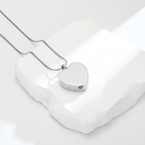 zeqingjw Glass Cremation Jewelry - Round Heart Memorial Urn Necklace for Ashes of Loved One - Stainless Steel Human Pet Dog Cat Keepsake Urn Pendant - color: Heart-Customize-A