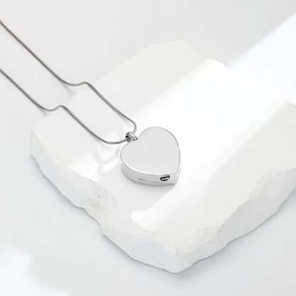 zeqingjw Glass Cremation Jewelry - Round Heart Memorial Urn Necklace for Ashes of Loved One - Stainless Steel Human Pet Dog Cat Keepsake Urn Pendant - color: Heart-Customize-A