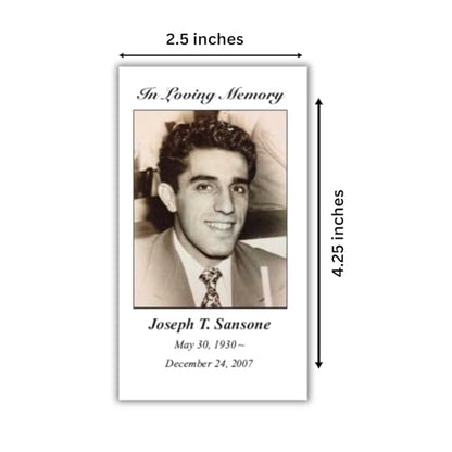 Copy King Funeral Memorial Prayer Cards - Personalized Photo and Prayer - 50 Cards