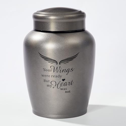 Large Cremation Urns for Ashes Adult Male/Female | Unique Urns for Human Ashes Upto 180LBS With Angel Wings for Men Women,Decorative Funeral Urns - Memorial Urn - size: Large,180lbs Silvery Wings