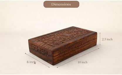 India House-Hand Engraved FLORAL Wooden Box Keepsake Jewelry Organizer &Storage (Design 8) - color: Design 8