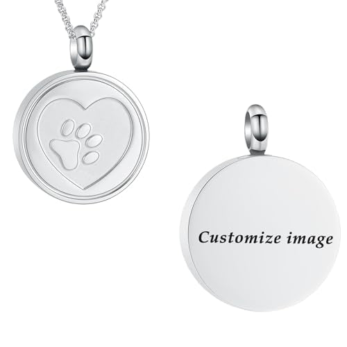 Hearbeingt Tree of Life Cremation Jewelry Paw Print Urn Necklace for Ashes - color: B-Customize image