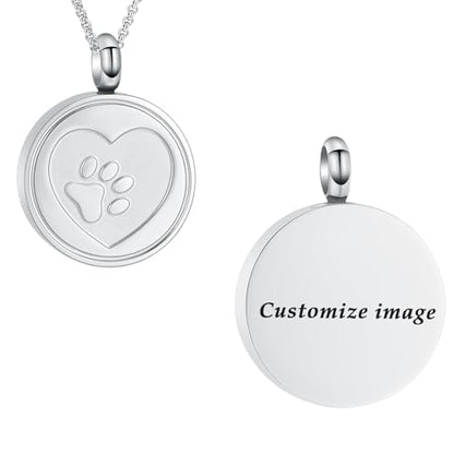 Hearbeingt Tree of Life Cremation Jewelry Paw Print Urn Necklace for Ashes - color: B-Customize image