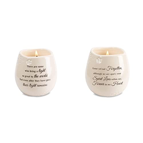 Pavilion Gift Company Ceramic Candle Bundle - In Memory Light Remains (8 oz) + Gone Yet Not Forgotten (8 oz)