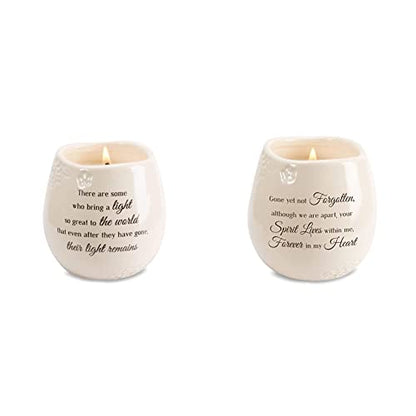Pavilion Gift Company Ceramic Candle Bundle - In Memory Light Remains (8 oz) + Gone Yet Not Forgotten (8 oz)