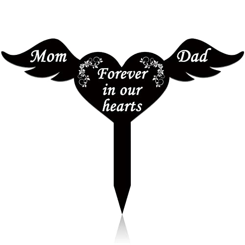 Wesiti Memorial Stakes Cemetery Grave Plaque Stake Markers Memorial Garden Wing Sign Remembrance Plaque Waterproof Sympathy Grave for Loss of Cemetery Decoration(Parents) - style: Parents
