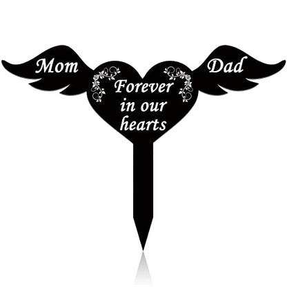Wesiti Memorial Stakes Cemetery Grave Plaque Stake Markers Memorial Garden Wing Sign Remembrance Plaque Waterproof Sympathy Grave for Loss of Cemetery Decoration(Parents) - style: Parents