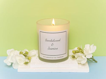 Natural Sandalwood & Jasmine Candle, Luxury Scented Soy Jar Candle, Home Fragrance Gifts, Aromatherapy Gifts, Natural Soy Wax & Natural Essential Oils - color: Sandalwood & Jasmine