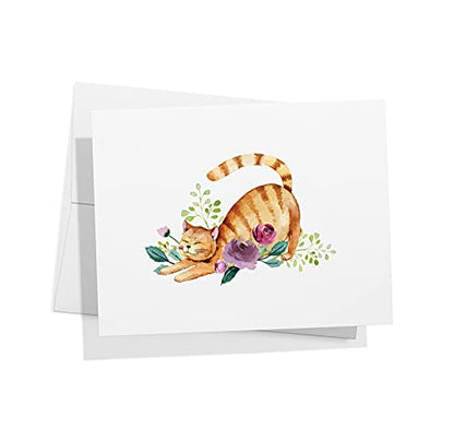 Twigs Paper Cat Thank You Cards, Set of 24 Blank Cat Stationery Note Cards | Matching envelopes included, hand-illustrated art, for nature & animal lovers, thinking of you - color: Playful Cats, size: 24-Count