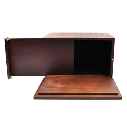 Cremation Urn Adult Human Ashes, Wooden Tree of Life, Brown | Holds up to 250 lbs, Urns Box and Casket for Men Women, Dimensions: 9.45"(L) x 5.9"(W) x 7.1"(H) - color: Vin