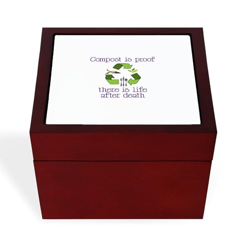 CafePress Compost is Proof There is Life After Death Keepsak Memory Keepsake Jewelry Box, 5"x5"x3.75"