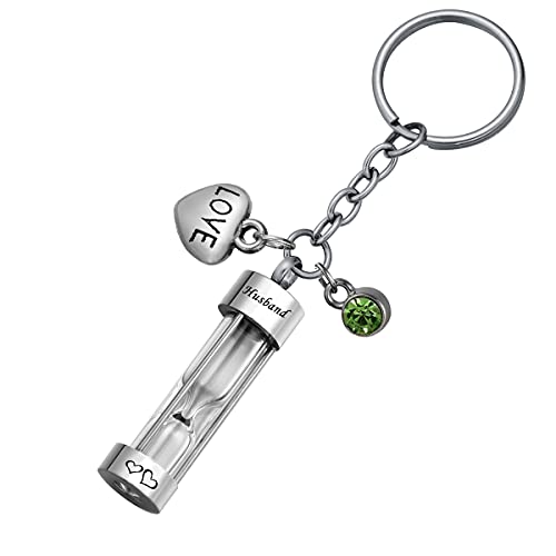 Hourglass Ashes Keychain Urn Pendant Memorial Keepsake Cremation Jewelry Husband - Customized - color: Husband - Customized
