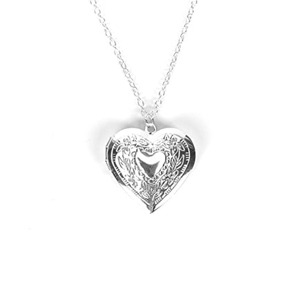 YALLNASL Heart Locket Necklace that Holds Pictures Silver Heart Shaped Locket Necklaces for Women Adults Photo Locket Necklace Lockets for Women Best Friends Gifts
