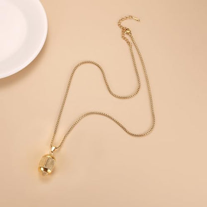 America Football Urn Necklace For Ashes For Men Stainless Steel Rugby Cremation Jewelry Hold Human Ashes Keepsake Neckace Engravable Memorial Of Loved Ones - color: Gold