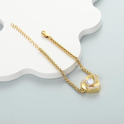 Imrsanl Heart Urn Bracelet for Ashes for Women Inlaid Crystal Ajustable Link Bracelets Cremation Jewelry Keepsake Loved Ones Memorial Ashes Holder - color: Gold-White