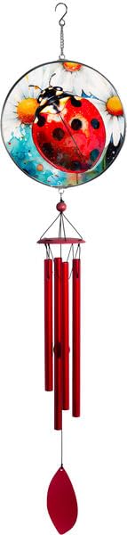 Spoontiques Ladybug Suncatcher Wind Chime - Outdoor Garden Décor - Decorative Chimes for Yard, Garden, Backyard and Patio Decoration - color: Ladybug Suncatcher