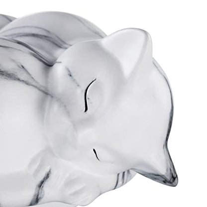 Pet Urns,Sleeping Resin Cremation Cat Urn, Cat Urns for Ashes, Small Animal Urn （White）… - color: White