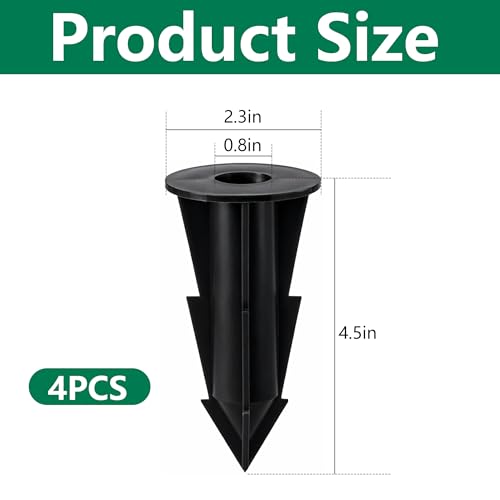 4 Pcs Memorial Artificial Flower Holder, Patio Garden Floral Ground Spikes - color: Black