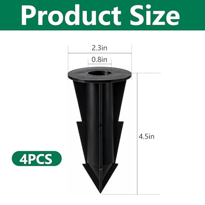 4 Pcs Memorial Artificial Flower Holder, Patio Garden Floral Ground Spikes - color: Black