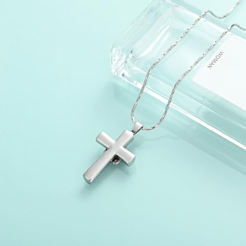 Butterfly Cross Urn Necklace for Ashes Birthstone Cremation Jewelry for Men Women Ashes Pendant Keepsake Memorial Ash Jewelry - color: Gold