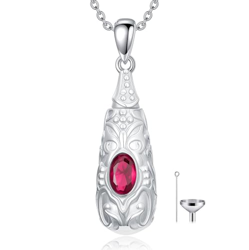 Seiyang Urn Necklace for Ashes 925 Sterling Silver Cremation Necklace with Birthstone Memorial Cremation Jewelry for Women Loved One - color: 07-July, style: Style B