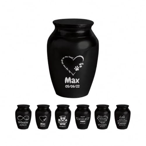 Personalized Cremation Keepsake Pet Ashes Mini Urn Waterproof with Airtight with Airtight Closure Customized Text Engraving Vase Container Memorial Dog (You Left paw Prints on My Heart)