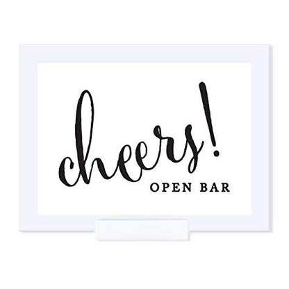 Andaz Press Wedding Framed Party Signs, Formal Black and White, 5x7-inch, Open Bar Cheers!, 1-Pack, Includes Frame, Alcohol Beer and Wine Sign - color: Alcohol Open Bar