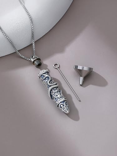 JKR Keepsake Urn Necklace for Ashes Cremation Jewelry Memorial Gift - style: 7-Bullet-Snake