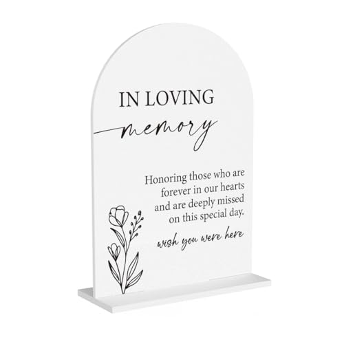 In Loving Memory Wedding Sign Memory Table Sign for Wedding Engagement Bridal Shower Baby Shower Ceremony Reception Event Party Acrylic Decor 5"x7" - color: Memory