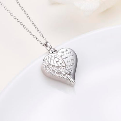 925 Sterling Silver Urn Necklaces for Women Claddagh/Angel Wings/Guitar/Butterfly/Tree of Life Ashes Memorial for Loss Keepsake Jewelry Present Easter Day of the Dead - style: Angel Wings