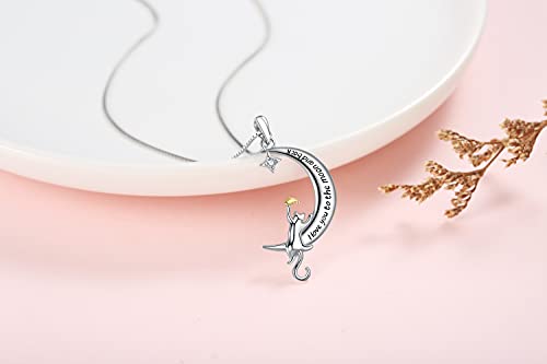 Sterling Silver Cat Necklace Jewelry Memorial Gifts for Cat Lovers | Cat Pendant Necklace ，Cute Dainty Animal Remembrance Jewelry Birthday Gifts for Cat Mom Her Women - style: I love you to the moon and back 1