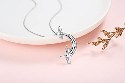 Sterling Silver Cat Necklace Jewelry Memorial Gifts for Cat Lovers | Cat Pendant Necklace ，Cute Dainty Animal Remembrance Jewelry Birthday Gifts for Cat Mom Her Women - style: I love you to the moon and back 1