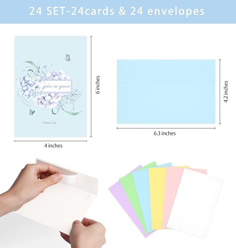 Nihuecne 24 Pack Floral Religious Thinking of You Cards with Envelopes