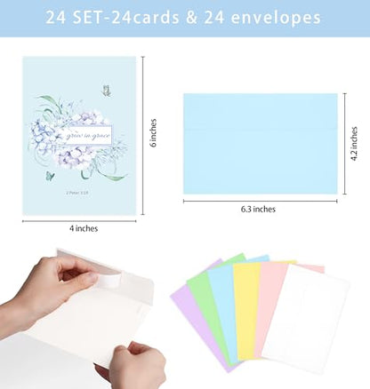 Nihuecne 24 Pack Floral Religious Thinking of You Cards with Envelopes