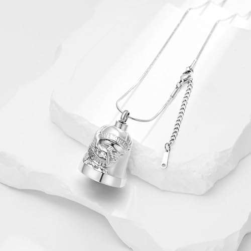 Eagle Love Cremation Keychain Bell Urn Necklaces for Ashes Keepsake Ash Pendant Memorial Urn Keychain Jewelry - color: A-silver