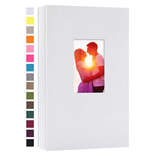 potricher Linen Photo Album for 4x6 Inch Photos, 300 Pockets, White | Linen Cover, Small Capacity 4x6 Picture Albums with Horizontal Pockets, 4x6 Photo Book for Family, Wedding, Baby, Anniversary - color: White