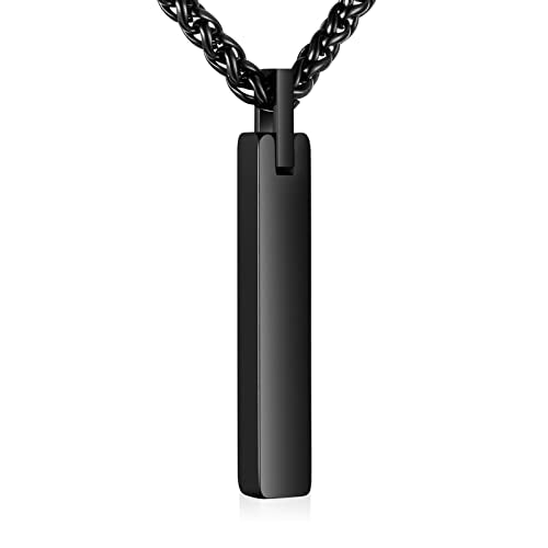 Dletay Urn Necklace for Ashes Stainless Steel Cremation Jewelry for Ashes Memorial Ash Necklace for Men Women Ash Holder Black - color: Black, style: Non-customizable