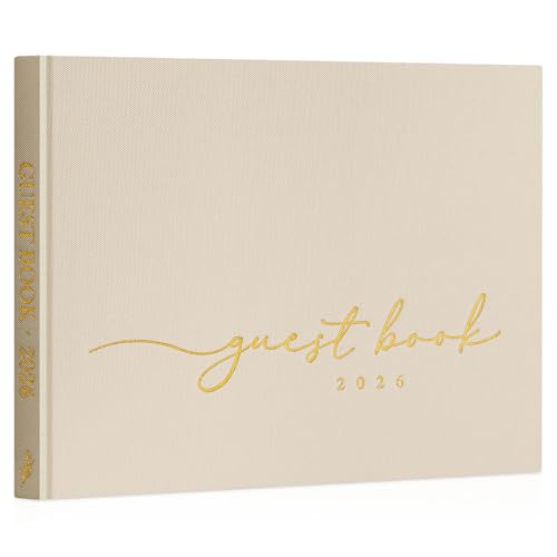 Lanpn Wedding Guest Book 2026 - Linen Hardcover Guestbook Wedding Reception with 108 Blank Pages for Sign in and Photos - Guest Book for Wedding Bridal Shower Baby Shower Party (Beige) - color: Beige