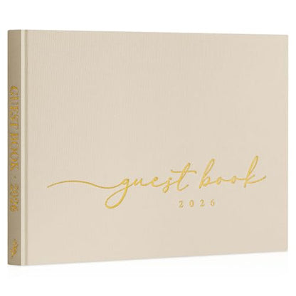 Lanpn Wedding Guest Book 2026 - Linen Hardcover Guestbook Wedding Reception with 108 Blank Pages for Sign in and Photos - Guest Book for Wedding Bridal Shower Baby Shower Party (Beige) - color: Beige