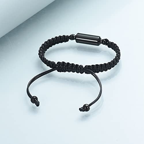 shajwo Cylinder Urn Bracelet for Ashes for Women Men - color: Black Rope